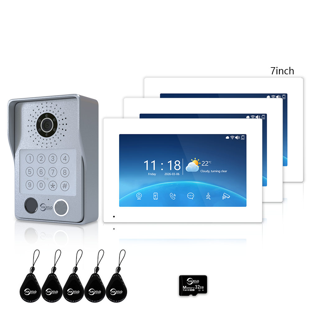 Anjielo Latest 4 wire Video Intercom System Photo Frame Video Doorbell 5 in 1 unlocking with Motion Detection for the Apartment Intercom System for Home Villa