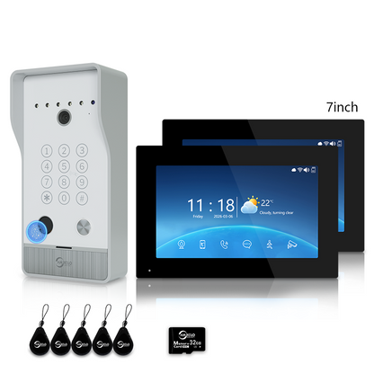 Anjielo Smart Video Doorbell Intercom System with 5-in-1 Unlocking – Fingerprint, Password, RFID Card, Touchscreen & Tuya App Unlock for Apartment or Villa|