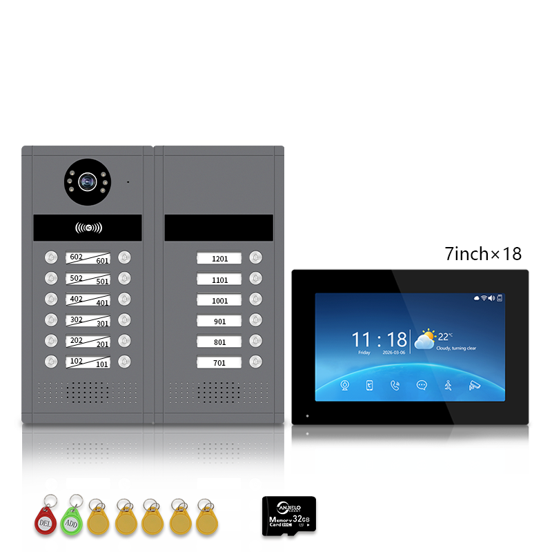 Anjielo 7/10 Inch WiFi Smart Video Doorbell Multi‑Family Apartment Intercom System Two‑Way Audio & Remote Unlock Digital Photo Frame & Background Music Tuya App Control IP65 Weatherproof