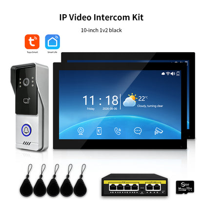 Anjielo IP Video Intercom System with High-Definition Large Screen & Infrared Night Vision Fill Light – Tuya App, 7/10.1-Inch Touch Screen, RFID Unlock for Multi-Story Villas