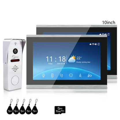 Anjielo 1080P 4 Wire Video Intercom System Photo Frame Background Music with Motion Detection for Home Apartment