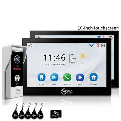 Anjielo 7/10 Inch 1080P Smart WiFi Video Intercom System with Tuya App 3-in-1 Unlock Motion Detection Alarm for Home Apartment