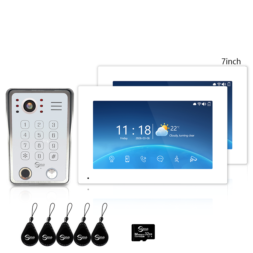 Anjielo Latest 7/10 Inch Monitor 4 wire Video Intercom System Photo Frame Video Doorbell 5 in 1 unlocking with Motion Detection for the Apartment Home andVilla