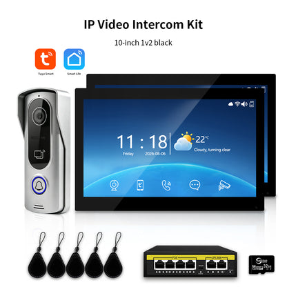 Anjielo IP HD Video Intercom System with Tuya App – 7/10.1-Inch Touch Screen, AHD 2.0MP Camera, RFID Unlock for Villa & Apartment