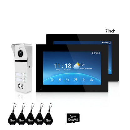 Anjielo Newest 4 Wire Video Door Phone Intercom System with Photo Frame Background Music for 2/3/4 Household