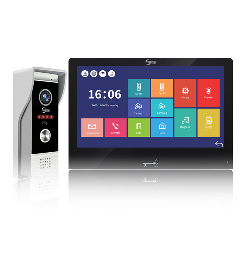 ANJIELO Smart Wired Video Doorbell Apartment Intercom System, WiFi 10.1 Inch Touch Monitor, HD Camera with Motion Detection and Can Change Detection Area