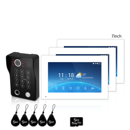 Anjielo 7/10 Inch 4-Wire Video Intercom System Photo Frame Video Doorbell, 5-in-1 Unlocking (Fingerprint/IC Card/Password/App/Key) with Motion Detection, Tuya APP Remote Control, IR Night Vision, for Apartment Villa Home