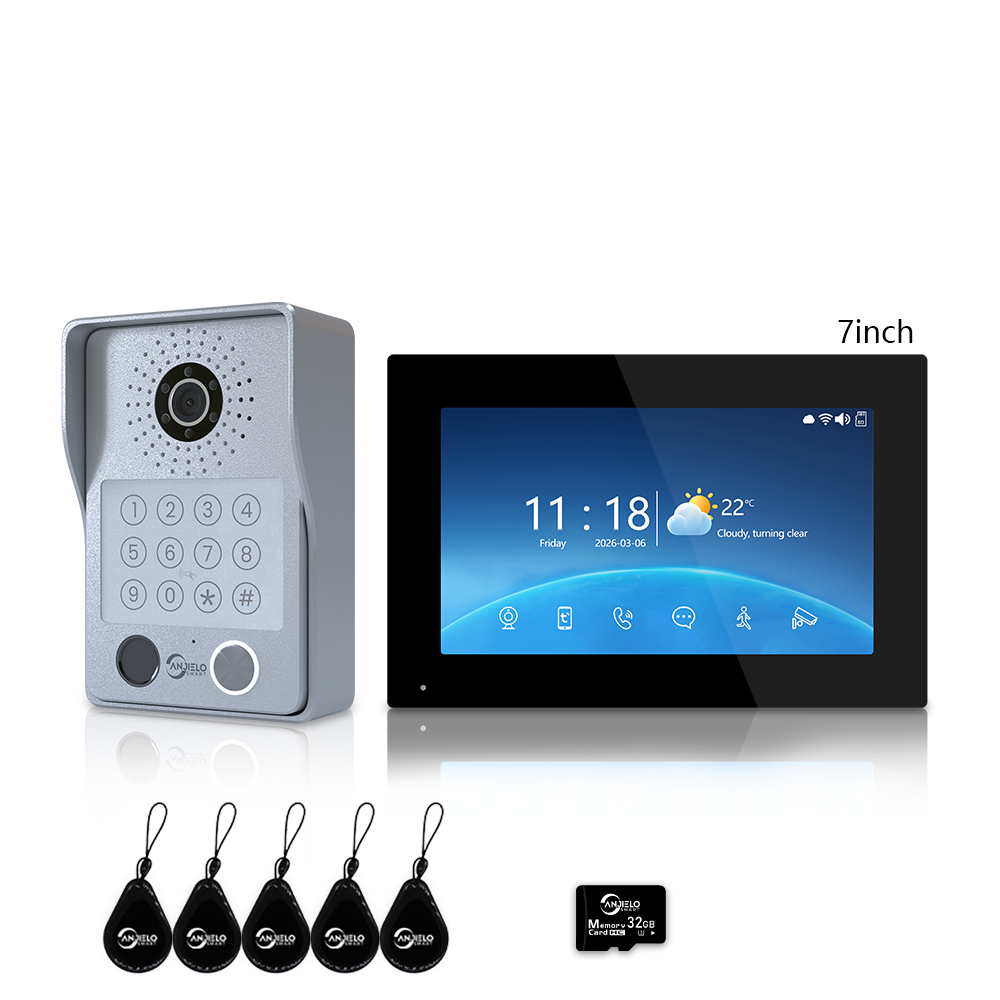 Anjielo Latest 4 wire Video Intercom System Photo Frame Video Doorbell 5 in 1 unlocking with Motion Detection for the Apartment Intercom System for Home Villa