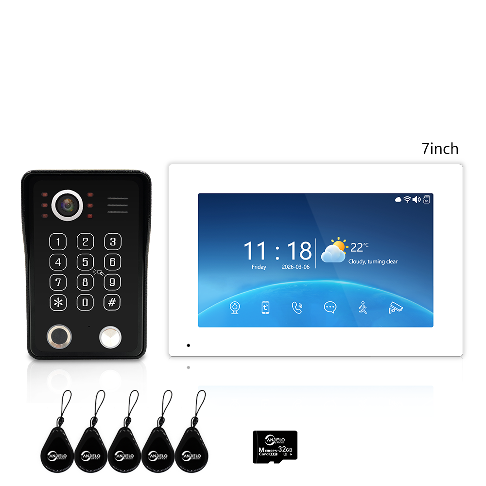 Anjielo Latest 7/10 Inch Monitor 4 wire Video Intercom System Photo Frame Video Doorbell 5 in 1 unlocking with Motion Detection for the Apartment Home andVilla