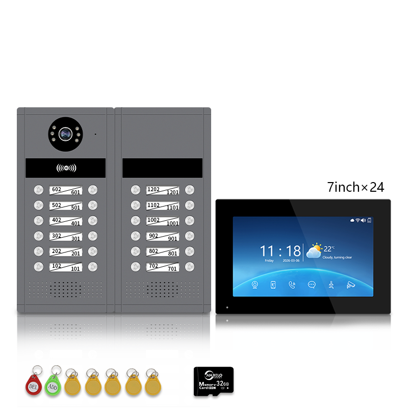 Anjielo 7/10 Inch WiFi Smart Video Doorbell Multi‑Family Apartment Intercom System Two‑Way Audio & Remote Unlock Digital Photo Frame & Background Music Tuya App Control IP65 Weatherproof