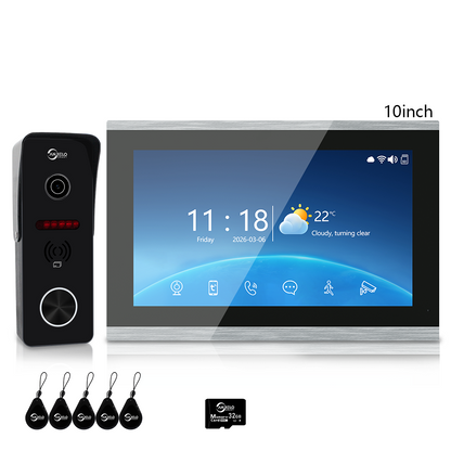 Anjielo 1080P 4 Wire Video Doorbell Intercom System 7/10 Inch Monitor Photo Frame with Motion Decetion Unlock by IC Card Monitor Tuya App for Villa