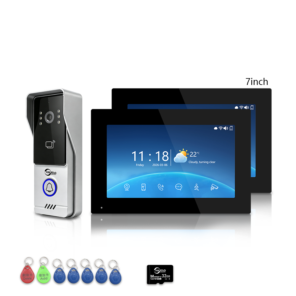 Anjielo Newest 4‑Wire Tuya Smart Life Video Intercom System 7/10 Inch Touch‑Screen 1080P IP65 Multi‑Monitor Doorphone for Villa & Apartment