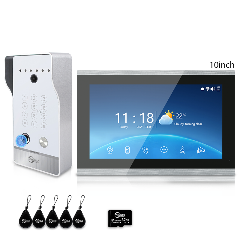 Anjielo Smart Video Doorbell Intercom System with 5-in-1 Unlocking – Fingerprint, Password, RFID Card, Touchscreen & Tuya App Unlock for Apartment or Villa|