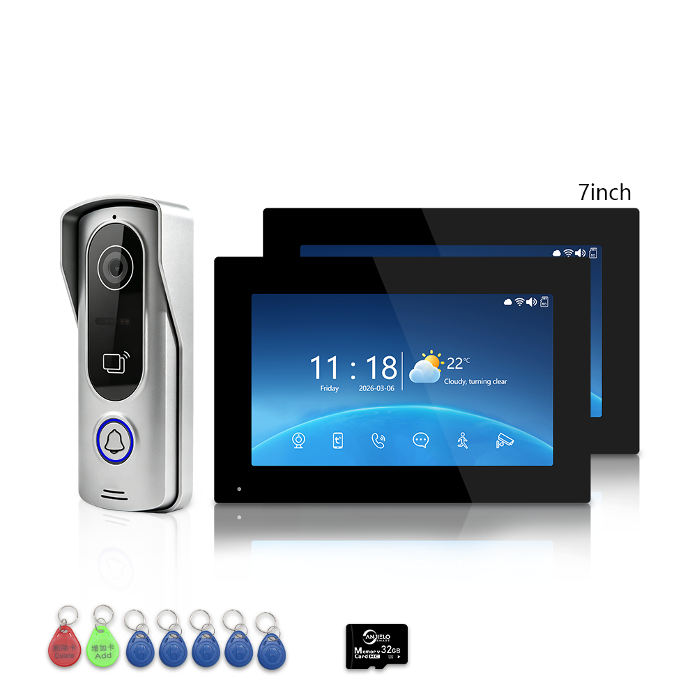 Anjielo 4-Wire Video Intercom Kit with Tuya Smart WiFi, 1080P HD Night Vision Camera, 7/10-Inch Touchscreen Monitor, Remote Unlock, Motion Detection & IP65 Waterproof for Home, Apartment & Villa Security