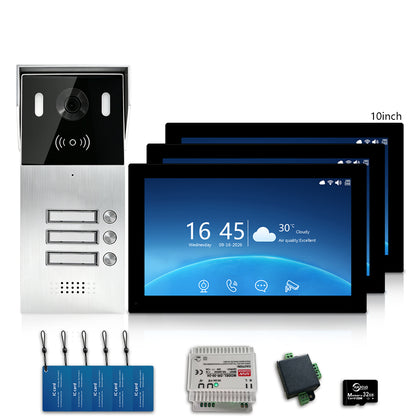 Anjielo 2-Wire Multi-Tenant Video Intercom System with Tuya App, 7/10-Inch Touch Screen, 2MP CMOS, IP65 Doorbell & 128GB TF Card