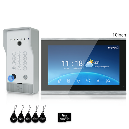 Anjielo Smart Video Doorbell Intercom System with 5-in-1 Unlocking – Fingerprint, Password, RFID Card, Touchscreen & Tuya App Unlock for Apartment or Villa|