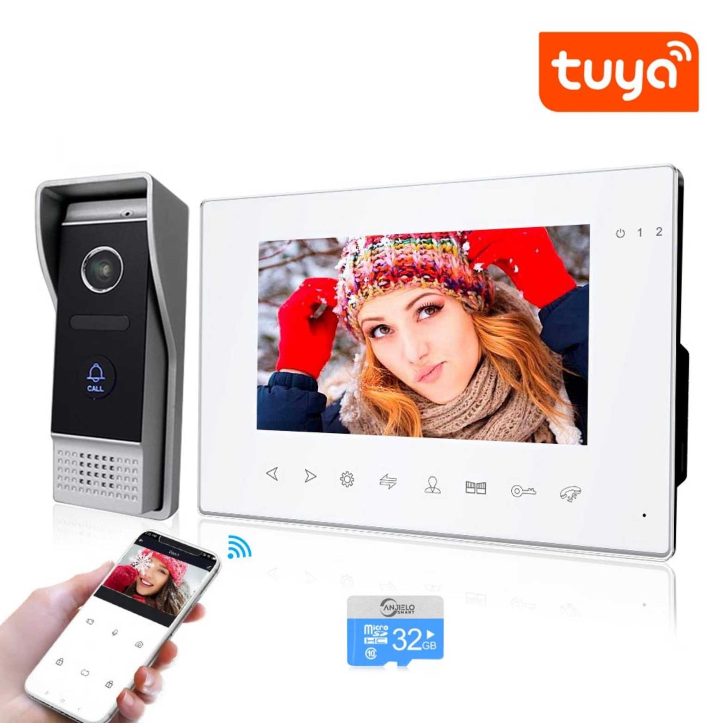 Tuya App Smart Home Wired 7 inch Video Intercom System 2 Ways talk Support Password RFID Card Unlock For Home Access Control