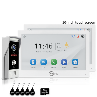 Anjielo 7/10 Inch 1080P Smart WiFi Video Intercom System with Tuya App 3-in-1 Unlock Motion Detection Alarm for Home Apartment