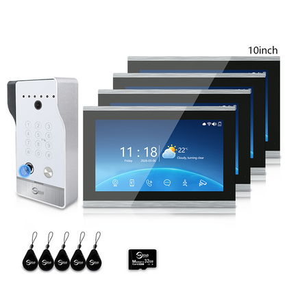 Anjielo Smart Video Doorbell Intercom System with 5-in-1 Unlocking – Fingerprint, Password, RFID Card, Touchscreen & Tuya App Unlock for Apartment or Villa|