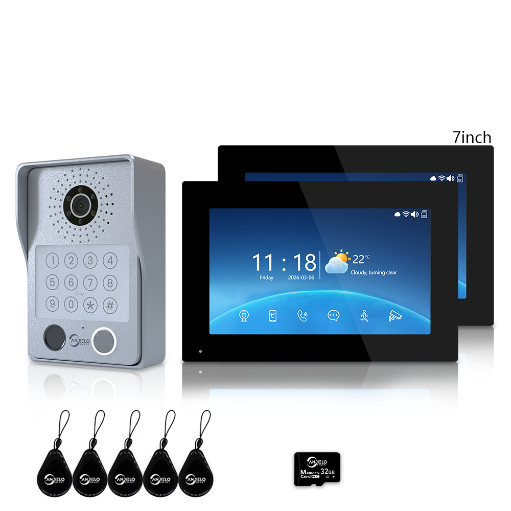 Anjielo Latest 4 wire Video Intercom System Photo Frame Video Doorbell 5 in 1 unlocking with Motion Detection for the Apartment Intercom System for Home Villa