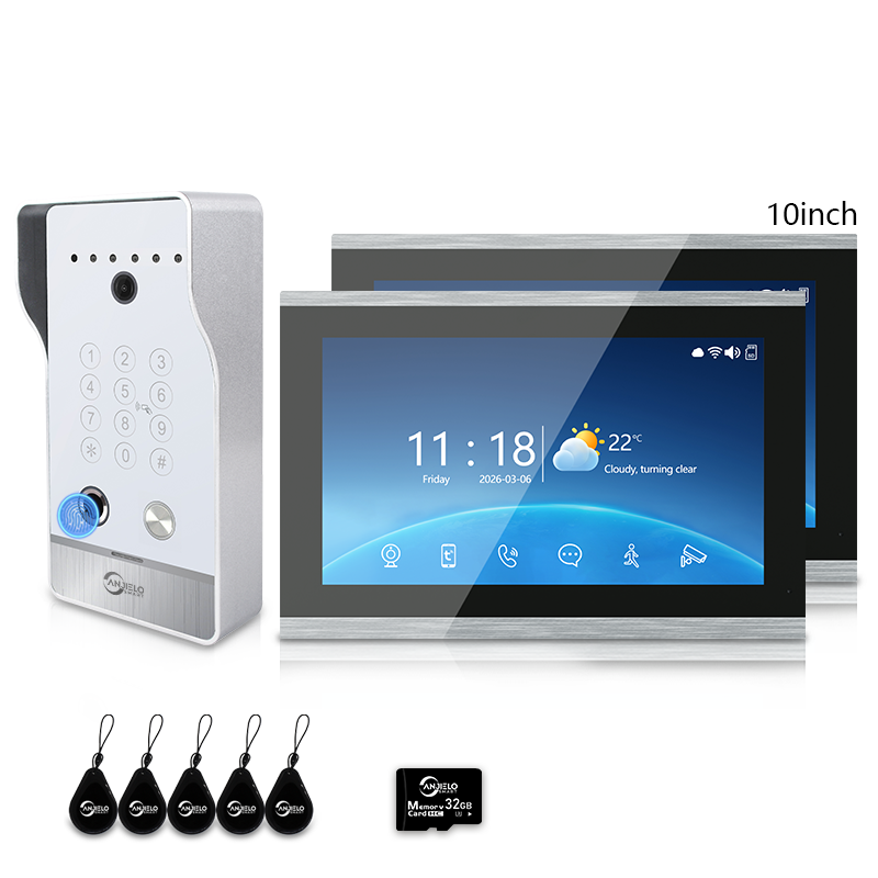 Anjielo Smart Video Doorbell Intercom System with 5-in-1 Unlocking – Fingerprint, Password, RFID Card, Touchscreen & Tuya App Unlock for Apartment or Villa|