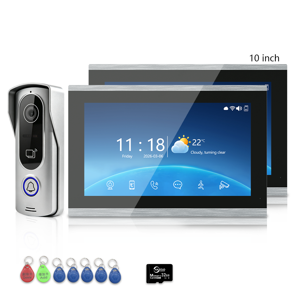Anjielo 4-Wire Video Intercom Kit with Tuya Smart WiFi, 1080P HD Night Vision Camera, 7/10-Inch Touchscreen Monitor, Remote Unlock, Motion Detection & IP65 Waterproof for Home, Apartment & Villa Security