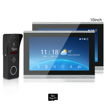 Anjielo 1080P 4 Wire Video Intercom System Photo Frame Background Music with Motion Detection for Home Apartment