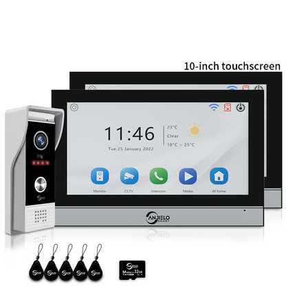 Anjielo 7/10 Inch 1080P Smart WiFi Video Intercom System with Tuya App 3-in-1 Unlock Motion Detection Alarm for Home Apartment