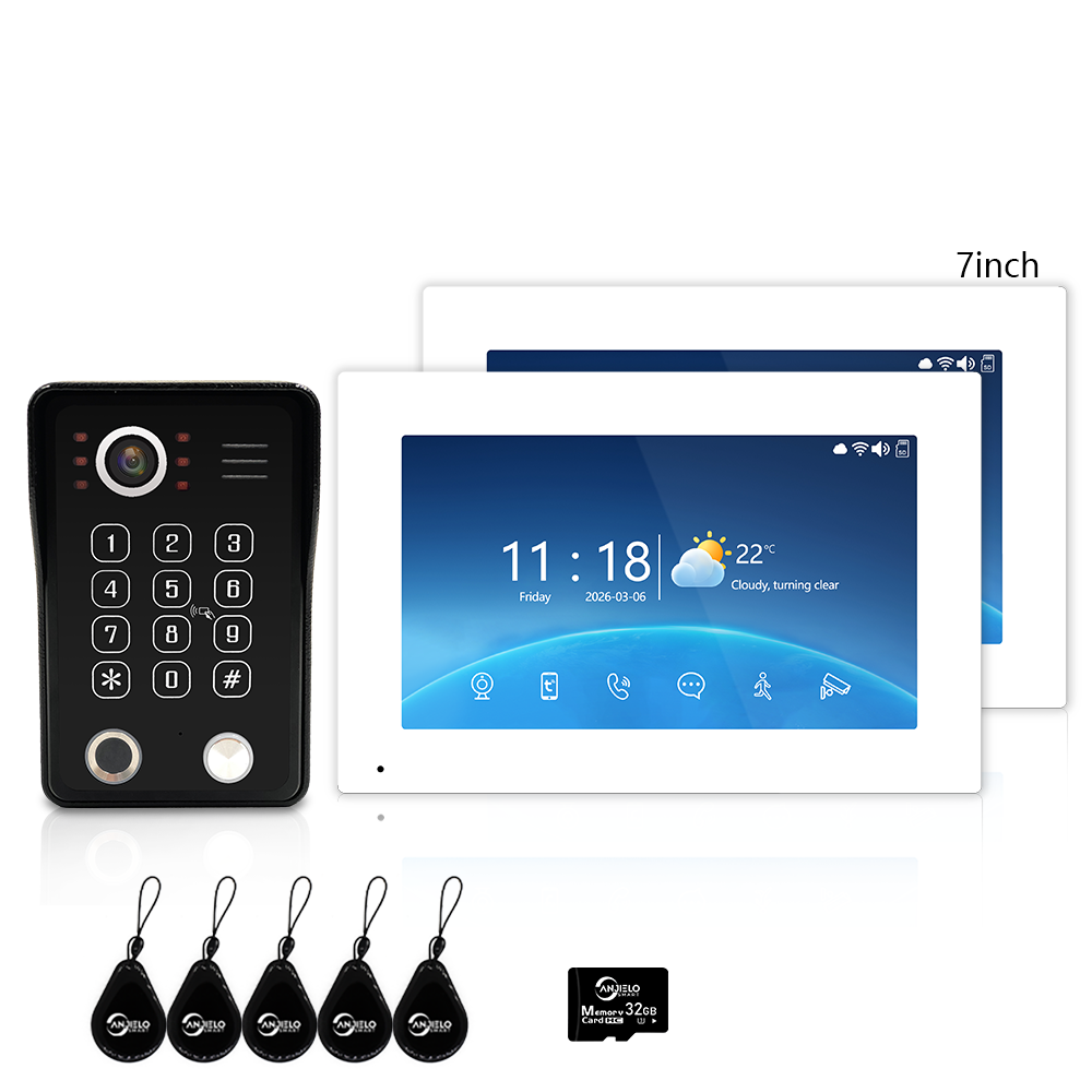 Anjielo Latest 7/10 Inch Monitor 4 wire Video Intercom System Photo Frame Video Doorbell 5 in 1 unlocking with Motion Detection for the Apartment Home andVilla