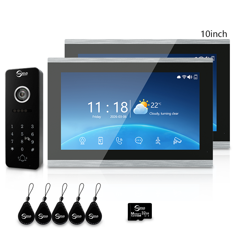 4-Wire Tuya Smart Video Intercom System 10 Inch Indoor Monitor Wired Doorbell with PIR Motion Detection Two-Way Audio Remote Mobile App Unlock for Home Villa Security
