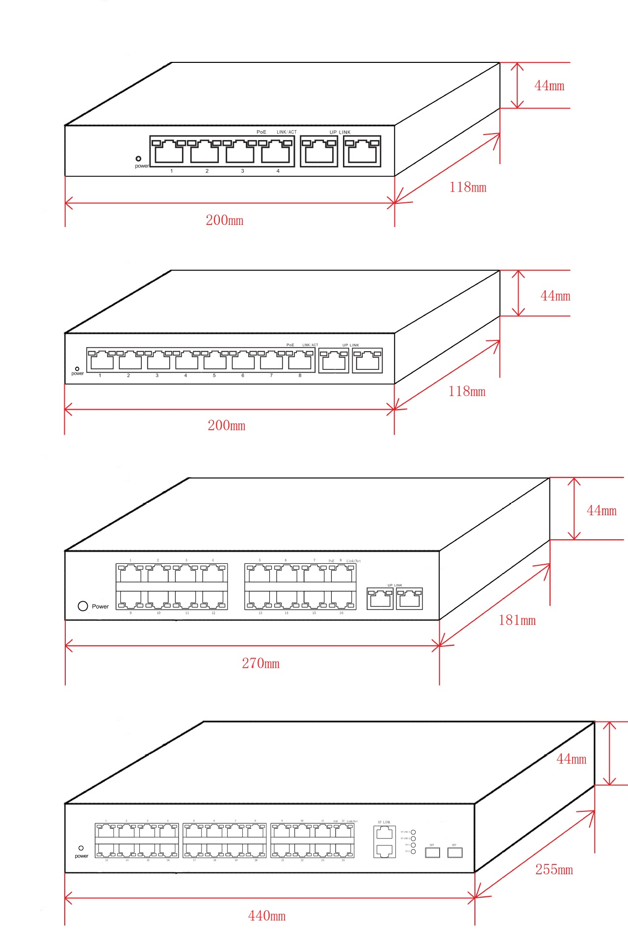 Universal POE Ethernet switch IP phone home router 1-16 ports support af15.4W Network Power Supply,Power Supply Priority Mechanism Fast and Forwarding