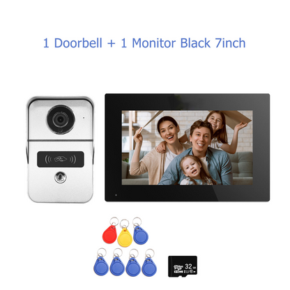 TUYA 1080P 7/10 Inch Touch Screen Wireless Wifi Video Doorbell Smart APP Home Intercom Kit for RFID Access Control System