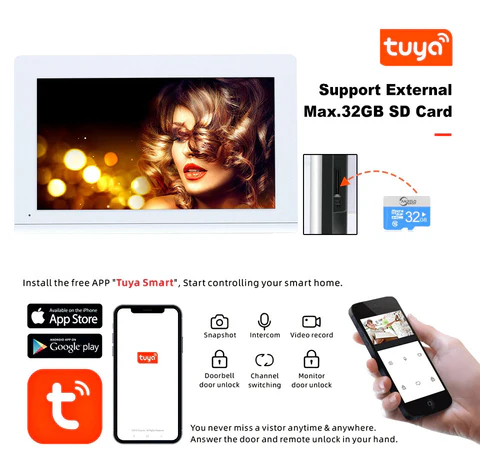 Tuya Smart IP Doorbell Video Intercom System 1080P Smart Life Camera POE IP Intercom Access Control System