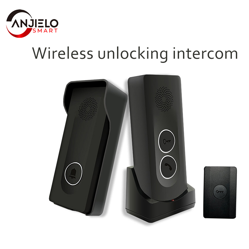 Wireless intercom doorbell no wiring required built-in wireless signal two-way intercom  one-button remote unlocking