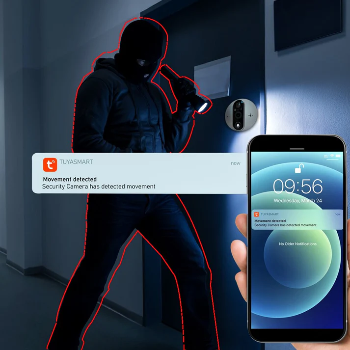 1080P cat eye video smart doorbell peephole Tuya WiFi Peephole Camera Viwer Smart Doorbell Monitoring Set Night Vision