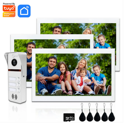 Anjielo Smart Wifi Intercom System Tuya 7/10 Inch Full Touch Display Tuya Smart Home Multi-family Doorbell System 1080P 160° Wired Doorbell Camera