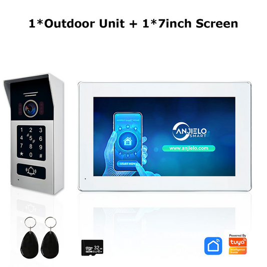 ANJIELO SMART 2 Wired BUS Video Intercom Doorbell Camera 1080P Tuya 7 Inch Touch Monitor Support RFID Card Access Doorphone System For Home Villa