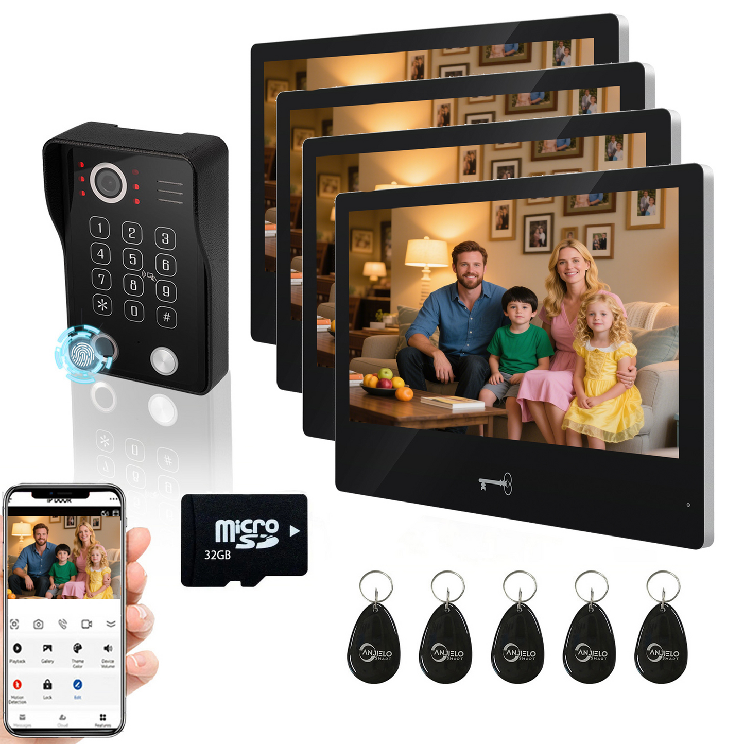 Tuya 10 Inch Video Intercom Touch Screen with Wired Doorbell 1080P APP Password Fingerprint Card Swipe Monitor One click unlock