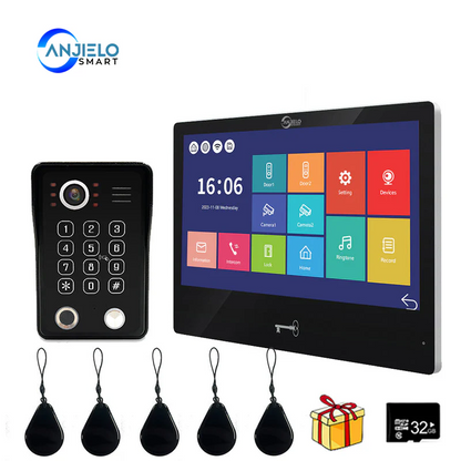 Tuya 10 Inch Video Intercom Touch Screen with Wired Doorbell 1080P APP Password Fingerprint Card Swipe Monitor One click unlock