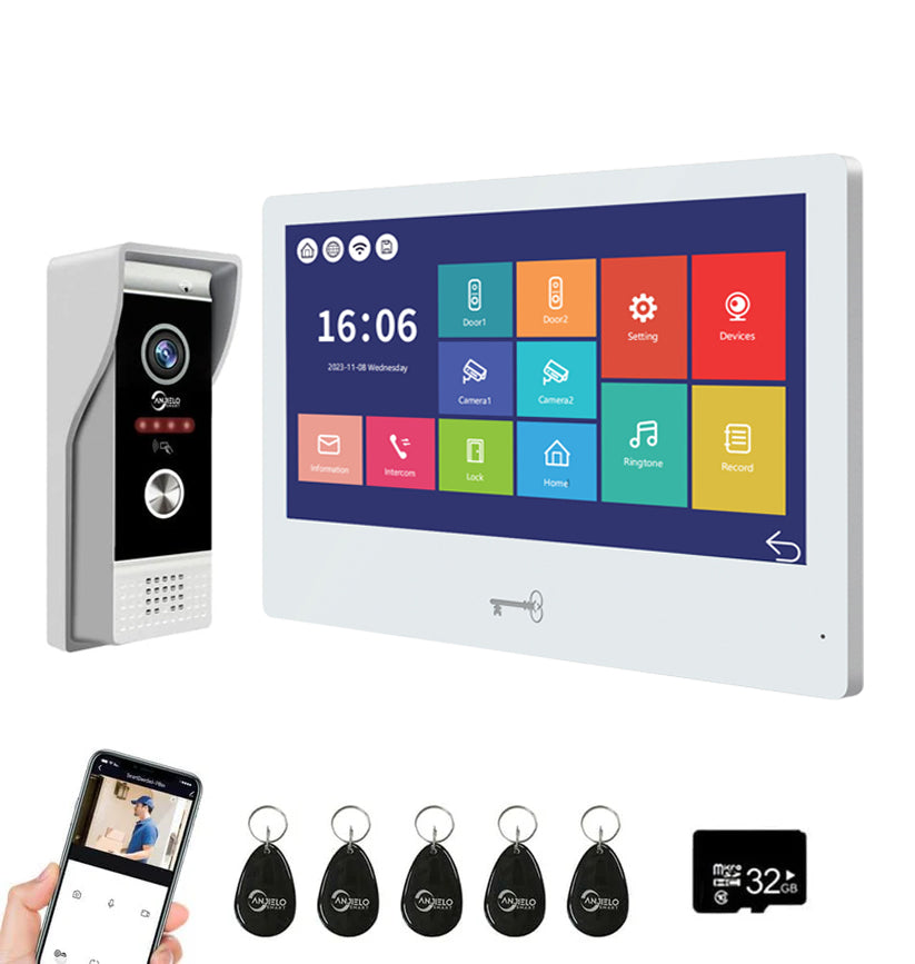 ANJIELO Smart Wired Video Doorbell Apartment Intercom System, WiFi 10.1 Inch Touch Monitor, HD Camera with Motion Detection and Can Change Detection Area
