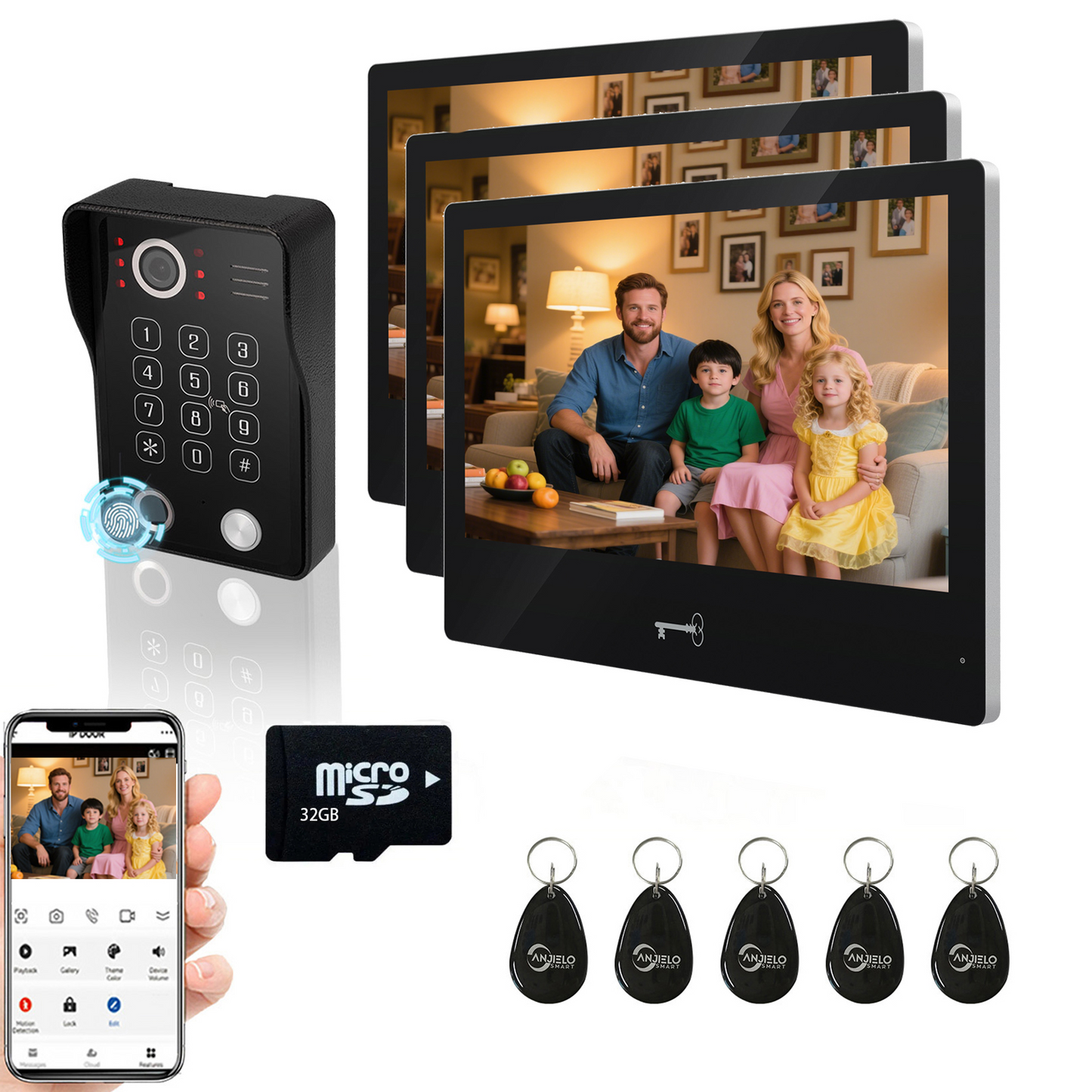 Tuya 10 Inch Video Intercom Touch Screen with Wired Doorbell 1080P APP Password Fingerprint Card Swipe Monitor One click unlock