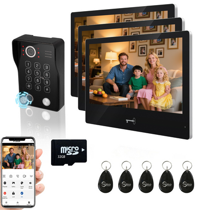 Tuya 10 Inch Video Intercom Touch Screen with Wired Doorbell 1080P APP Password Fingerprint Card Swipe Monitor One click unlock