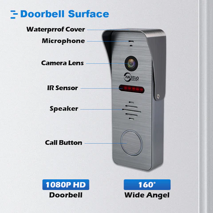 Anjielo Tuya 10 Inch Touch Screen Monitor Smart Home with 1080P 160°Wide View Angle Doorbell Camera Video Intercom System For Home