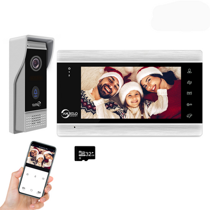 Anjielo WiFi Tuya 7" Video Door Phone Intercom System with 1080P/AHD Wired Doorbell Camera Remote Unlock Motion Detection