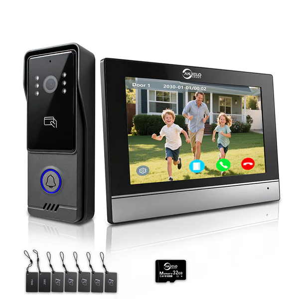 Anjielo Latest Video Doorphone Infrared Night Vision Access Control System - 1080P HD, IC Card & NFC Unlock, 7/10-inch Touchscreen Indoor Monitor, Tuya App Support for Apartment,Villa