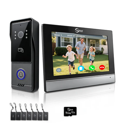 Anjielo Latest Video Doorphone Infrared Night Vision Access Control System - 1080P HD, IC Card & NFC Unlock, 7/10-inch Touchscreen Indoor Monitor, Tuya App Support for Apartment,Villa
