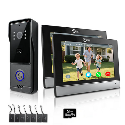 Anjielo Latest Video Doorphone Infrared Night Vision Access Control System - 1080P HD, IC Card & NFC Unlock, 7/10-inch Touchscreen Indoor Monitor, Tuya App Support for Apartment,Villa
