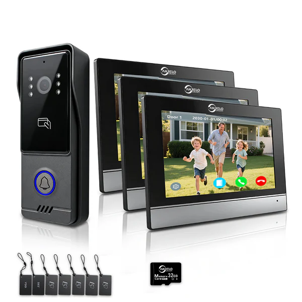 Anjielo Latest Video Doorphone Infrared Night Vision Access Control System - 1080P HD, IC Card & NFC Unlock, 7/10-inch Touchscreen Indoor Monitor, Tuya App Support for Apartment,Villa