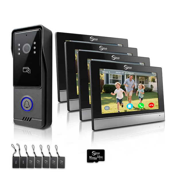 Anjielo Latest Video Doorphone Infrared Night Vision Access Control System - 1080P HD, IC Card & NFC Unlock, 7/10-inch Touchscreen Indoor Monitor, Tuya App Support for Apartment,Villa