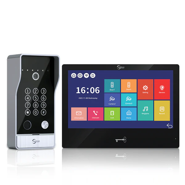 Anjielo 10 Inch Video Monitor Video Intercom System with 5 in 1 unlocking with Motion Detection for Apartment and Villa